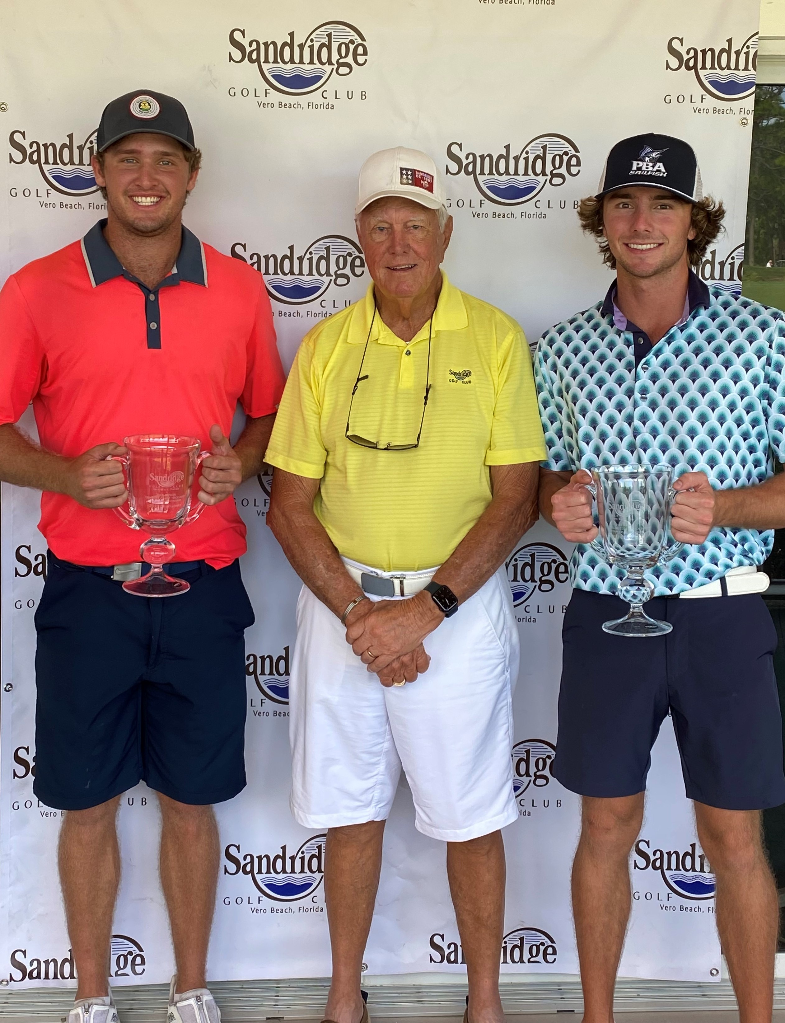 31st Annual “Dick Bird” Treasure Coast Team Championship winners. From Left to Right Cade Coffey,; Former Indian River County Commissioner Dick Bird; Raines Holmes.